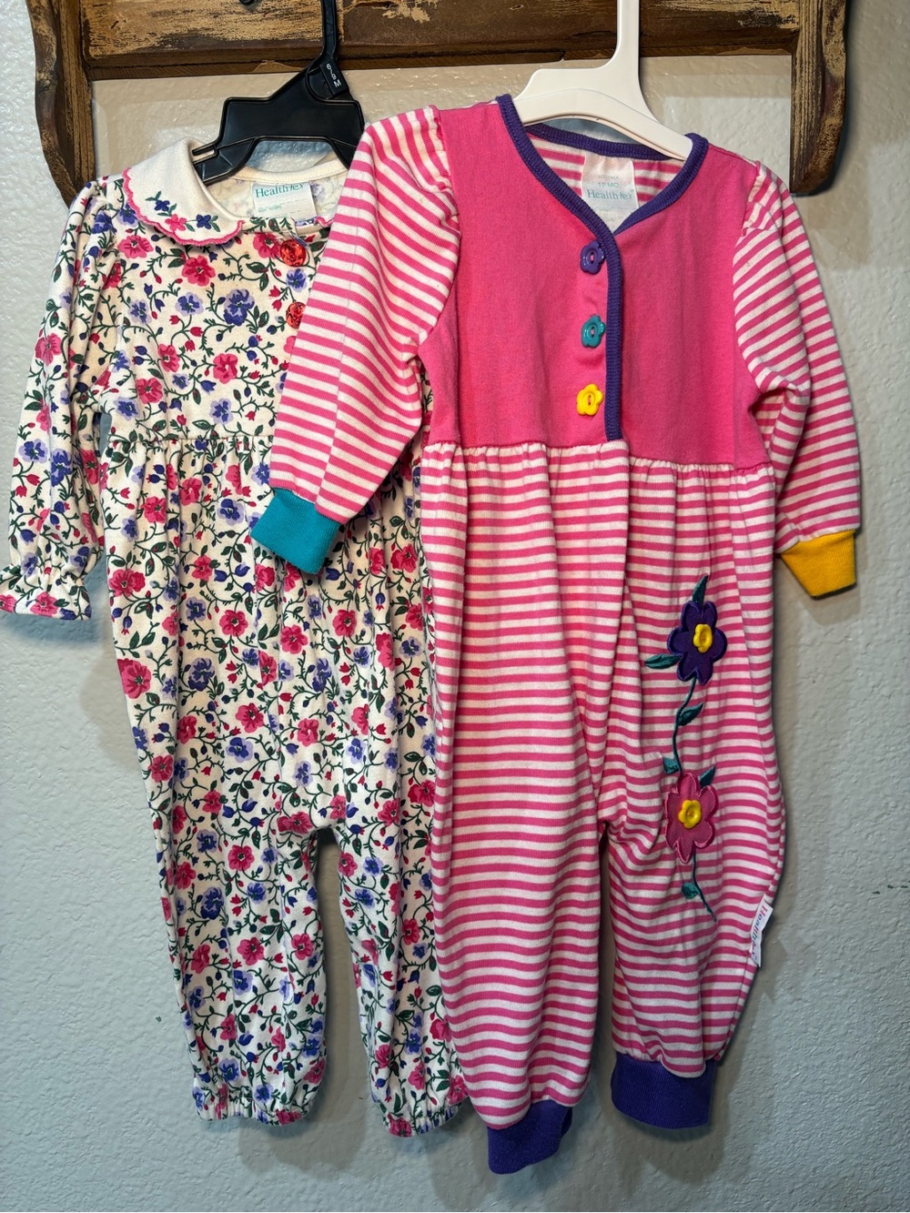Vintage Healthtex Rompers Set of 2 Both Size 12 Months Baby Girl